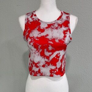 Fleo Red and White Tie-Dye Crop Tank